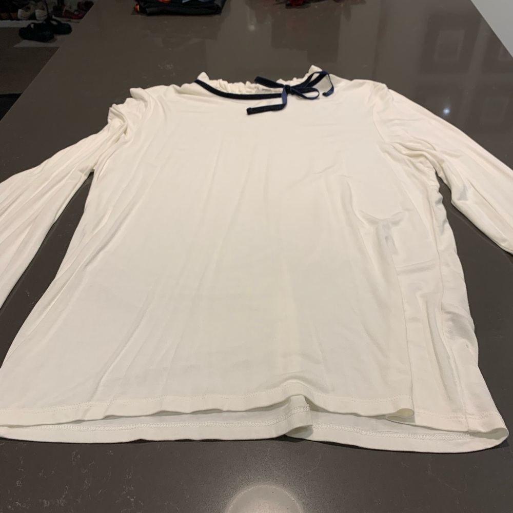 NWT Tommy Hilfiger White Long Sleeve Top with Navy Bow